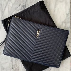 Saint Laurent Large Monogram Matelassé Clutch